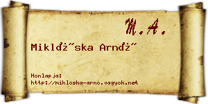 Miklóska Arnó névjegykártya